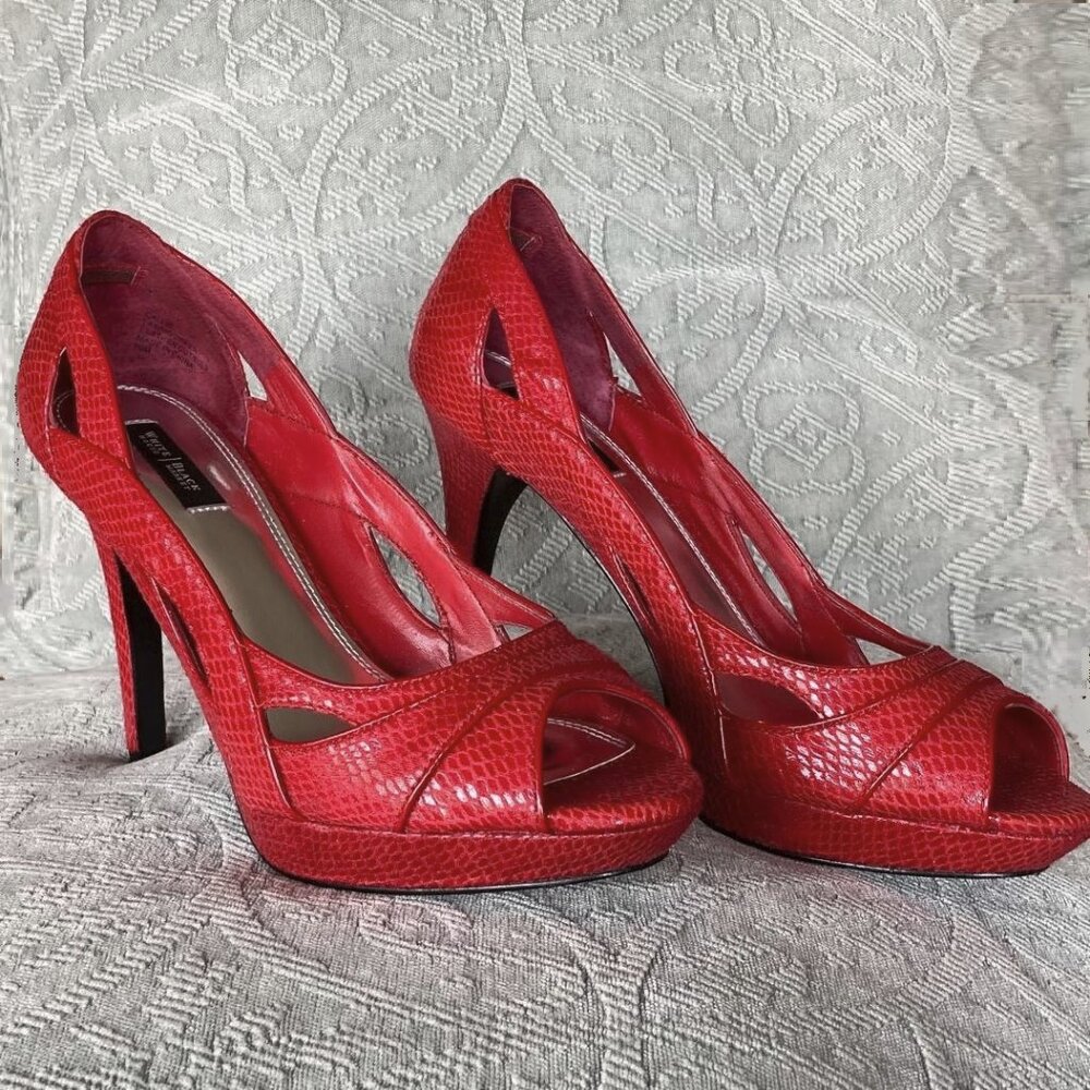 White House Black Market Red Croc Platform Pumps